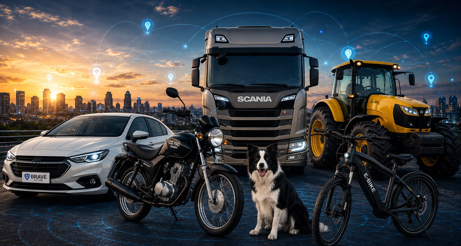 Carro, moto, caminhão, máquina agrícola, bicicleta elétrica e pet monitorados pela Brave Future